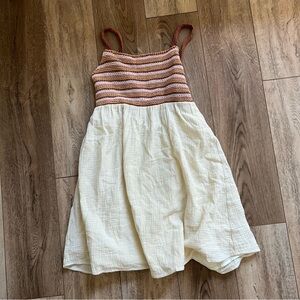 NWT Lucca Boho Dress with Crocheted Upper/ Tie in Back and Cream Cotton …